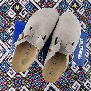 Birkenstock Boston Taupe suede clog sandal